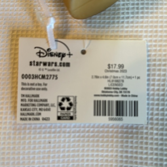 Hallmark Star Wars Blown Glass Christmas Ornament Grogu New W/Tags - Picture 7 of 9